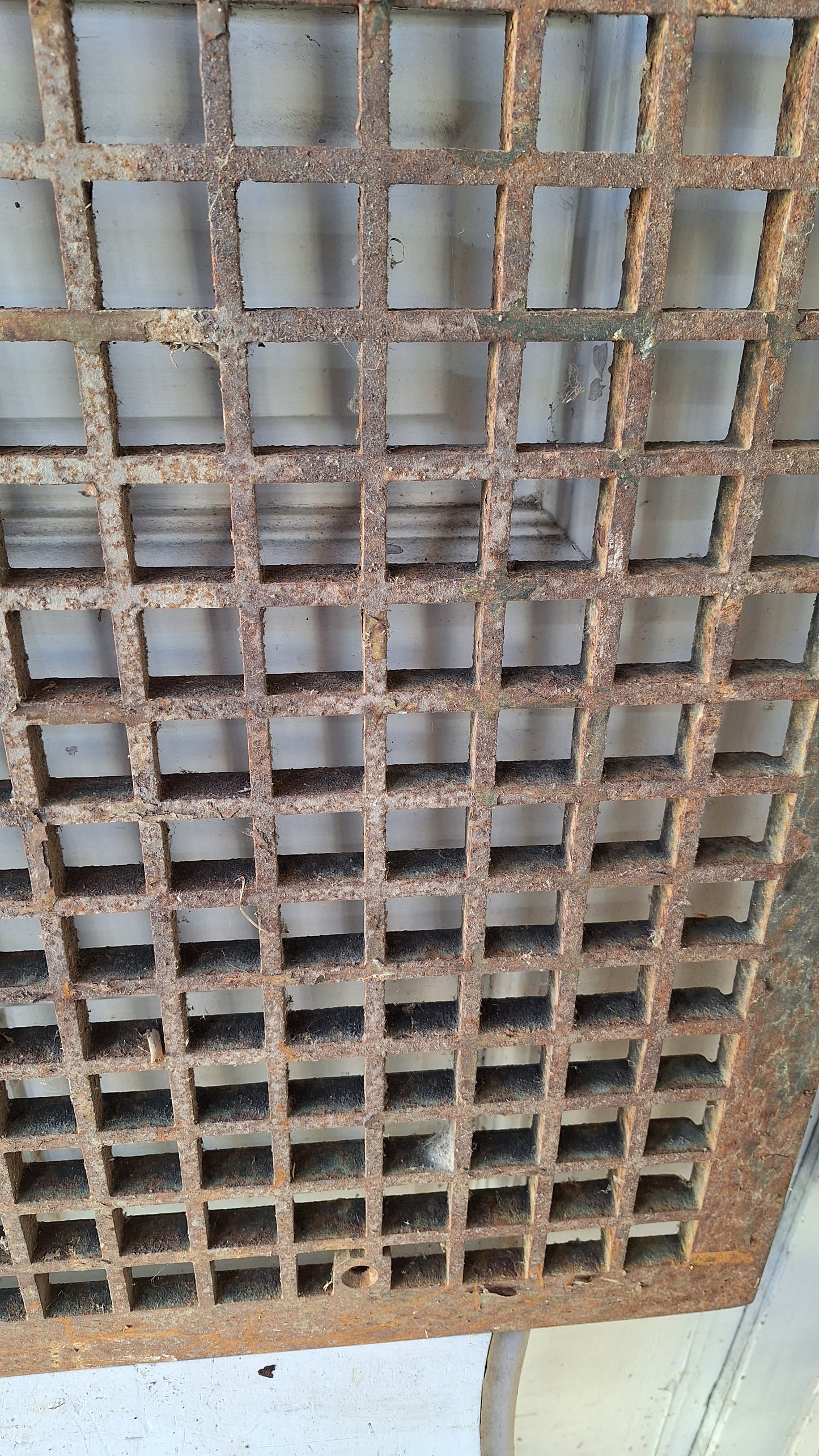 29 x 29 Antique Cast Iron Floor Grate, Vintage Metal Narrow Vent Cover