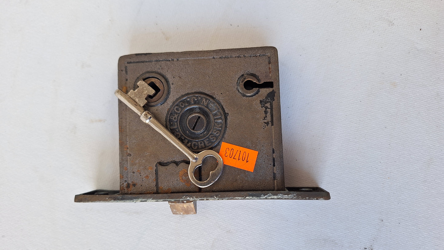 Antique Ornate Mortise Lock with Skeleton Key, Antique Keyed Door Lock, Antique Door Card with Working Key101703