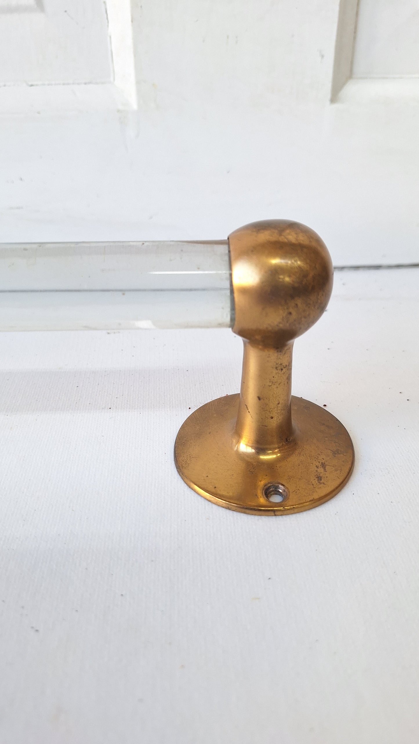 Vintage Glass Towel Bar, Vintage or Antique Bathroom, Bronze and Glass Bar, Bronze and Glass Bathroom #102103