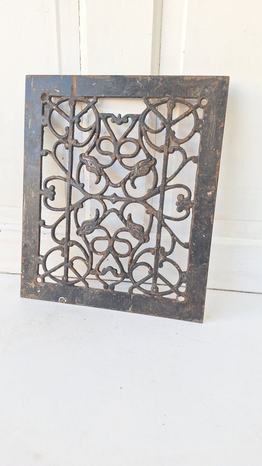 12 x 14" Fancy Vent Cover, Vintage Cast Iron Register, Architecture Salvage, Heating Grate, Cold Air Return, Decorative Grate #102106