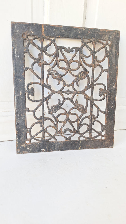 12 x 14" Fancy Vent Cover, Vintage Cast Iron Register, Architecture Salvage, Heating Grate, Cold Air Return, Decorative Grate #102106