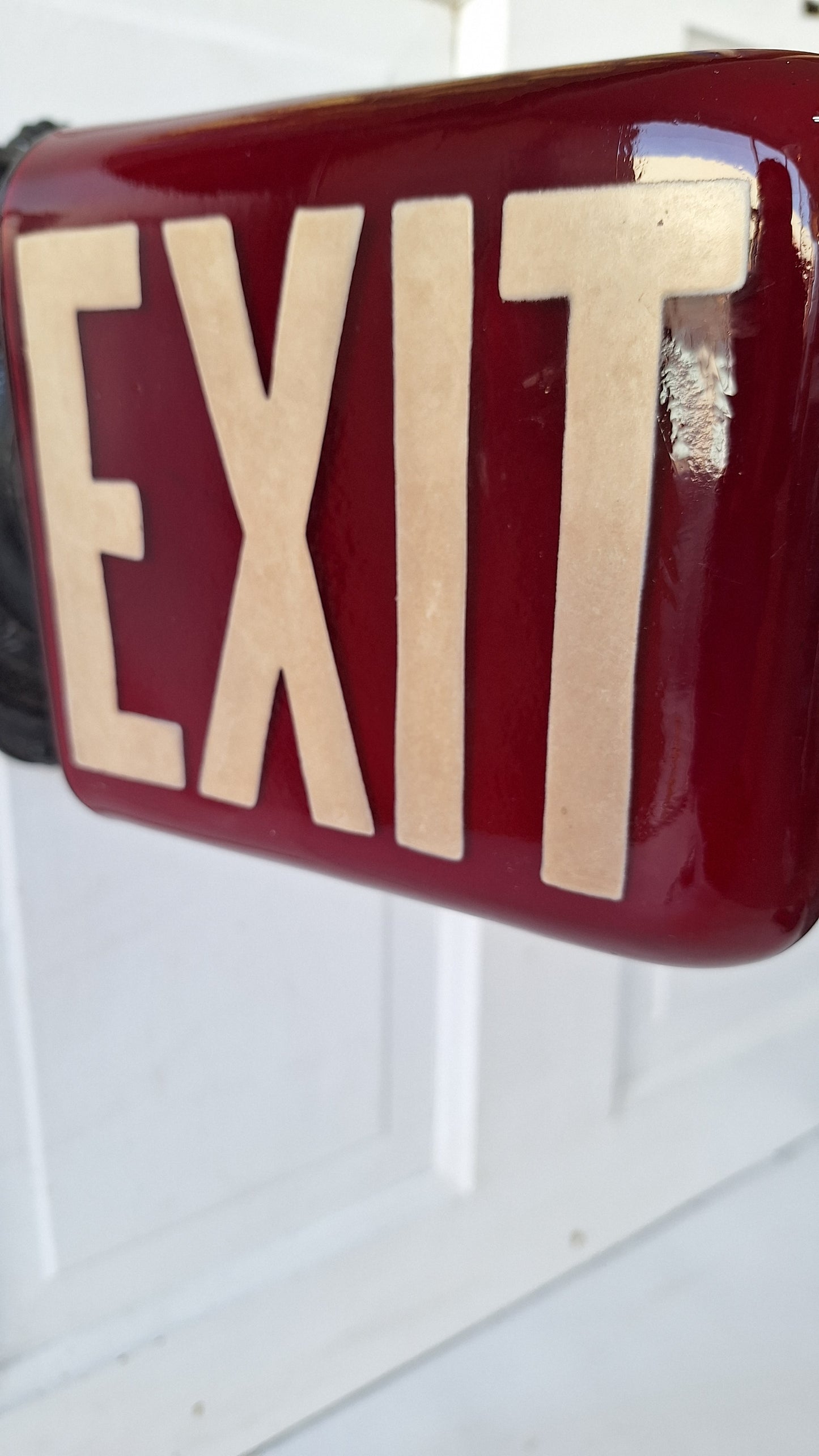 Vintage Black and Red Exit Sign with Ornate Base, Wall Mounted Exit Sign Light 102902