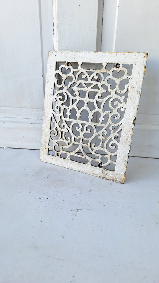 10 x 12 Flower and Urn Design Antique Vent Cover, Vintage Cast Iron Grate, Architecture Salvage, Heating Grate Cover, Cold Air Return 102903