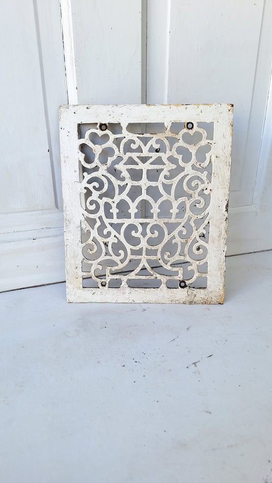 10 x 12 Flower and Urn Design Antique Vent Cover, Vintage Cast Iron Grate, Architecture Salvage, Heating Grate Cover, Cold Air Return 102903