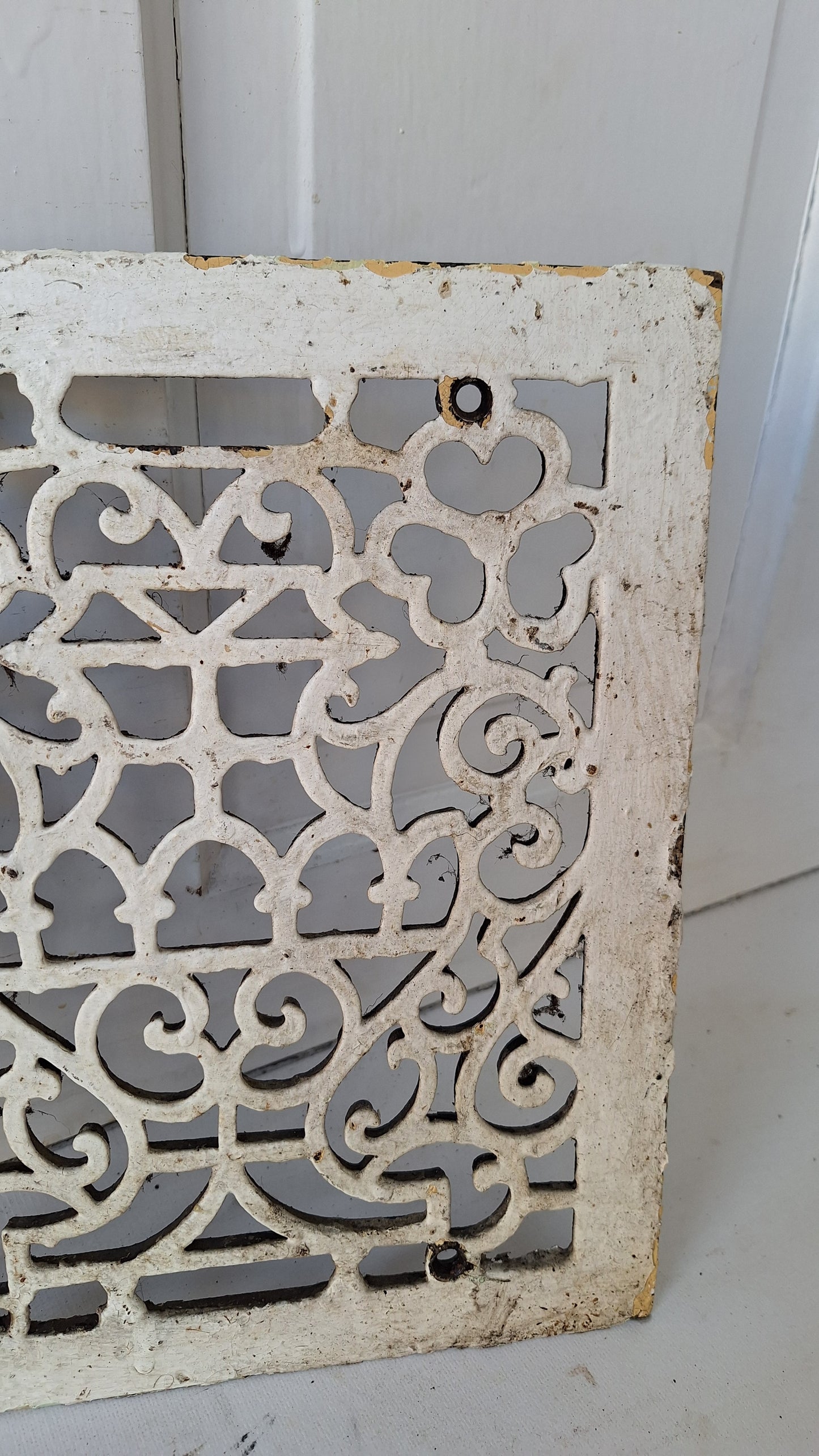 10 x 12 Flower and Urn Design Antique Vent Cover, Vintage Cast Iron Grate, Architecture Salvage, Heating Grate Cover, Cold Air Return 102903