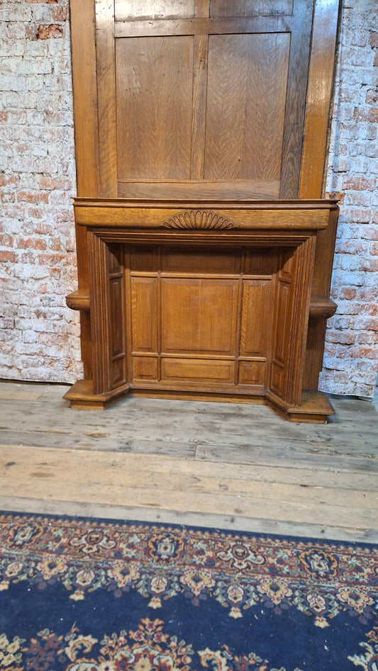 Antique Fireplace Half Mantel, Carved Wood Mantel, Mantle With Columns, Antique Wood Mantel, Fireplace Surround, Fancy Wood Fireplace 102905