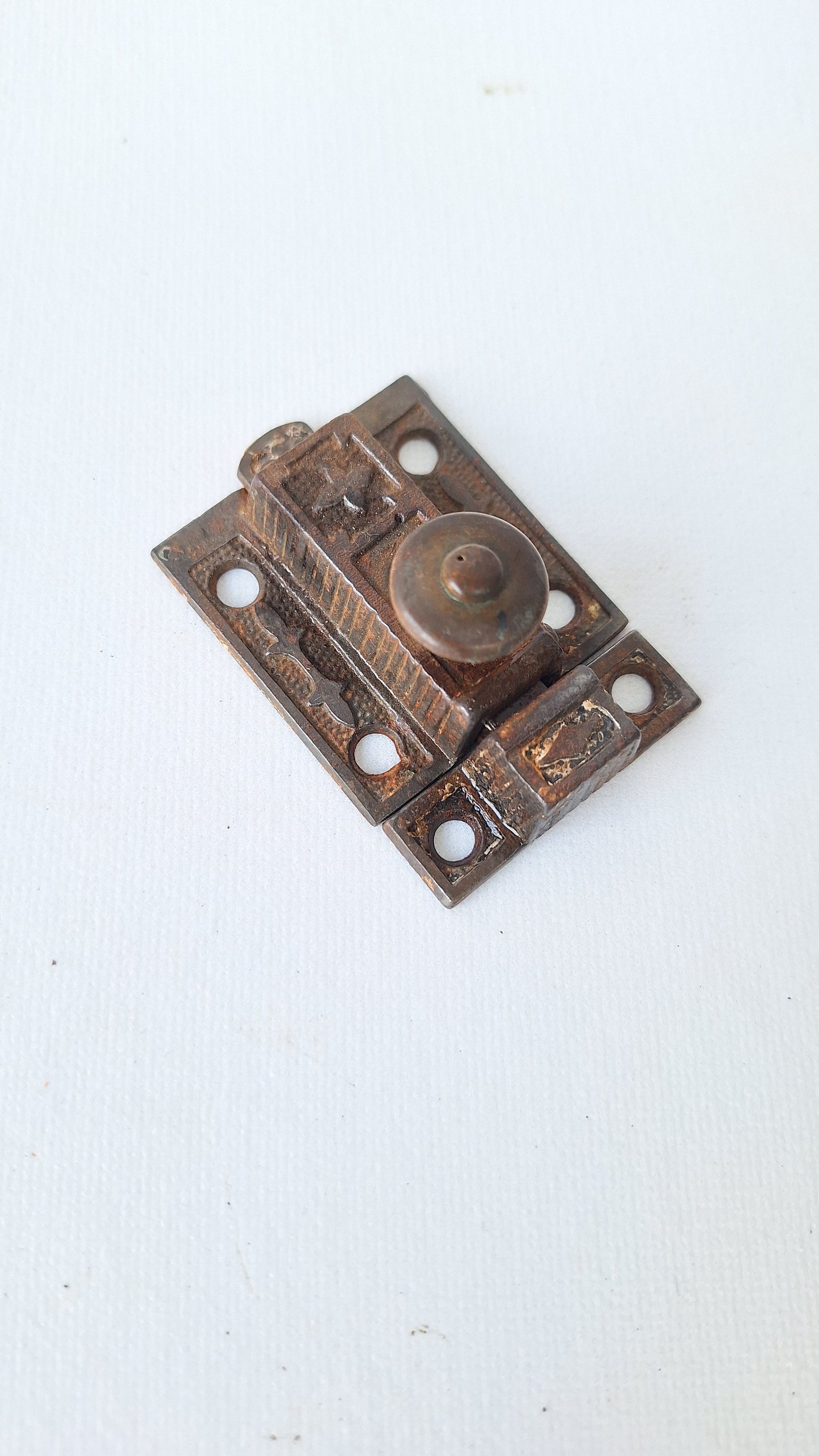 Small Ornate Iron Cabinet Latch, Eastlake Latch, Cast Iron Lock, Cabinet Hardware, Vintage Lock and Keeper 103003