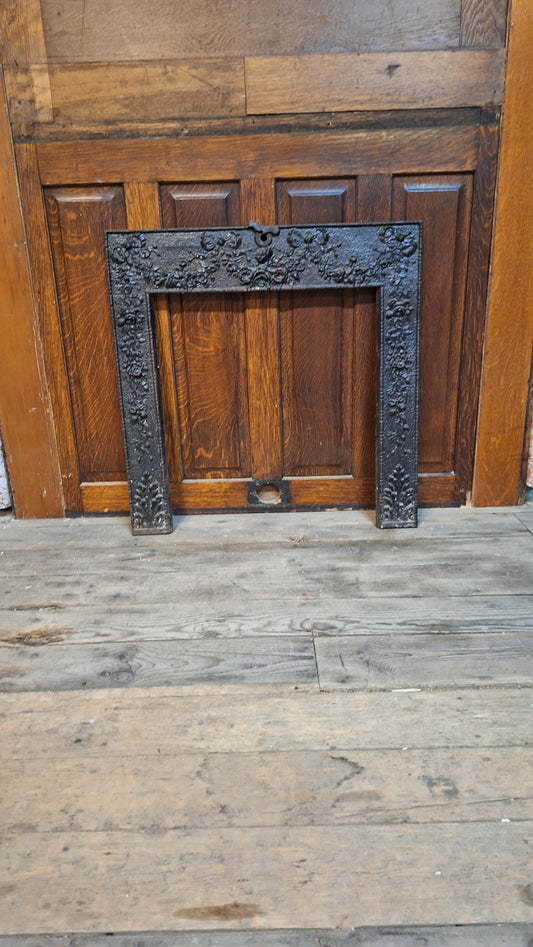 Antique Cast Iron Victorian Fireplace Frame, Victorian Mantel Firebox Frame Surround 110702