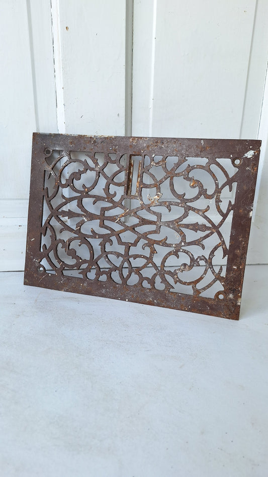 10 x 14 Scroll Pattern, Antique Vent Cover, Fancy Vintage Cast Iron Grate, Heating Grate Air Return 111208