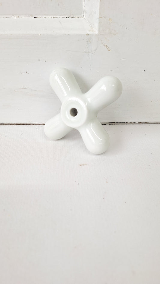 Cross Handle Antique Porcelain Sink or Bathroom Handle, Sink Faucet Handle, Porcelain White Cross Knobs 111412