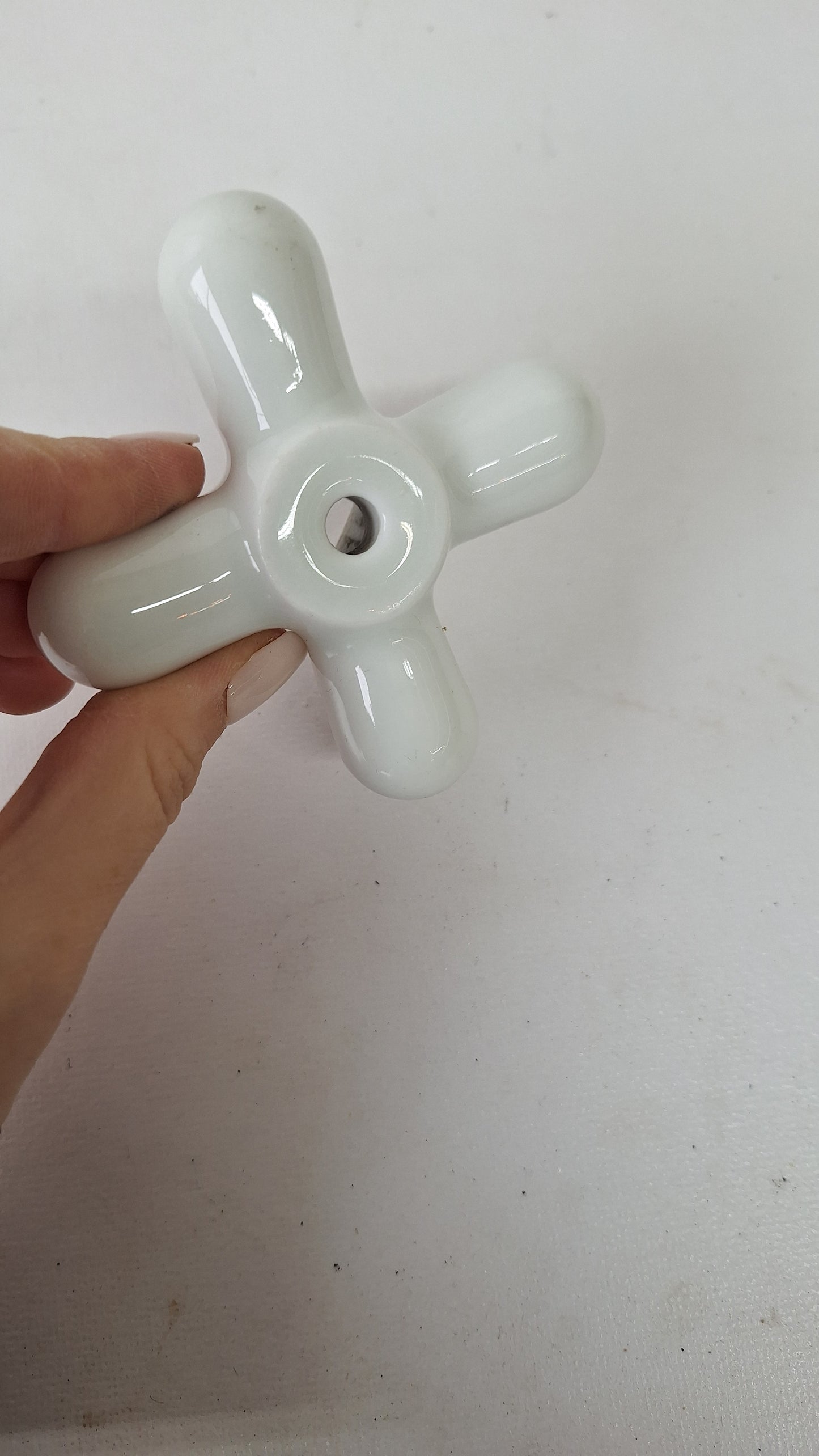 Cross Handle Antique Porcelain Sink or Bathroom Handle, Sink Faucet Handle, Porcelain White Cross Knobs 111412