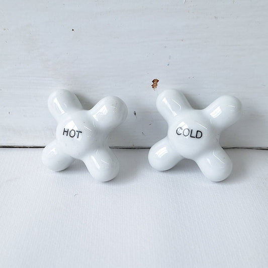 Hot and Cold Set Cross Handle Antique Porcelain Sink or Bathroom Handle, Sink Faucet Handle, Porcelain White Cross Knobs 111604
