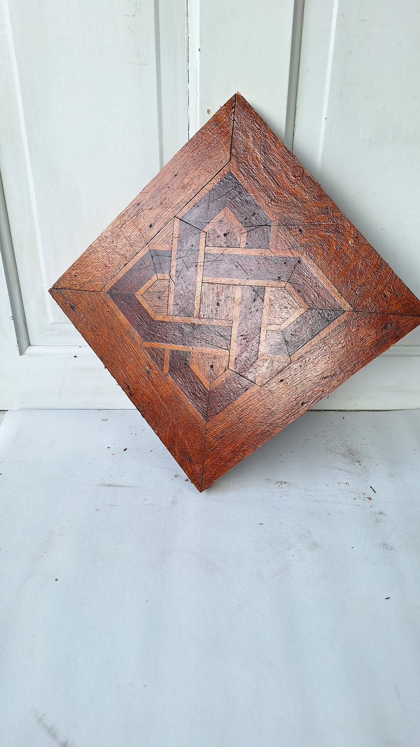 Inlaid Floor Section, Victorian Flooring, Wood Wall Art, Wood Mosaic, Reclaimed Floor, Architecture Salvage, Antique Salvage 111607