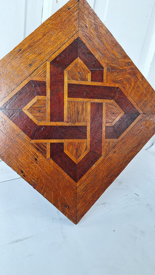 Inlaid Floor Section, Victorian Flooring, Wood Wall Art, Wood Mosaic, Reclaimed Floor, Architecture Salvage, Antique Salvage 111607