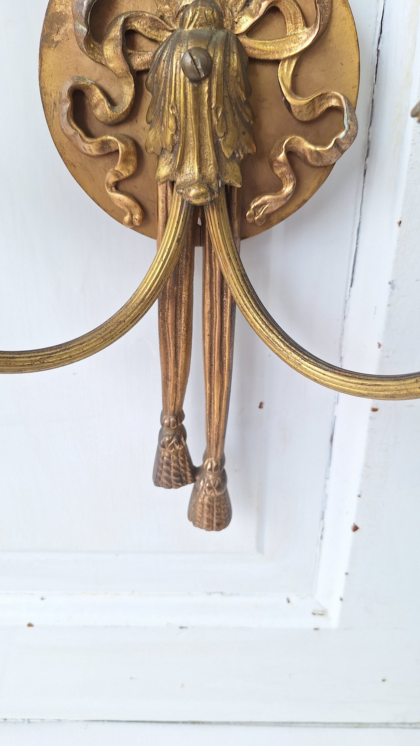 Pair of Vintage Brass Mid Century Sconces, Two Antique Wall Sconce Lights with Candle Sockets 112103