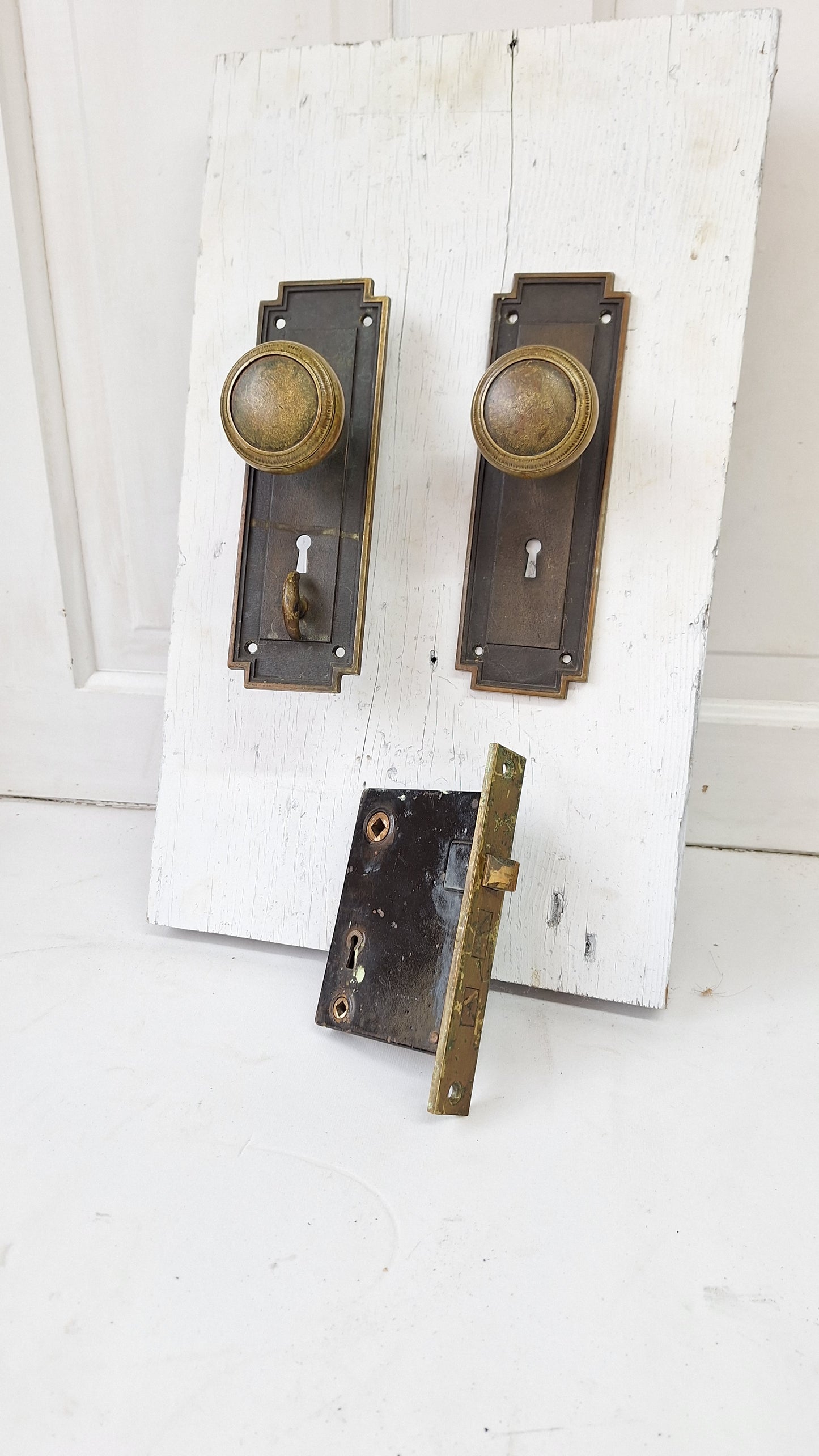 Craftsman Solid Bronze Hardware, Deco Door Plates or Escutcheons, Key Hole Plates, Door Backplates, Door Knob Plate 122601