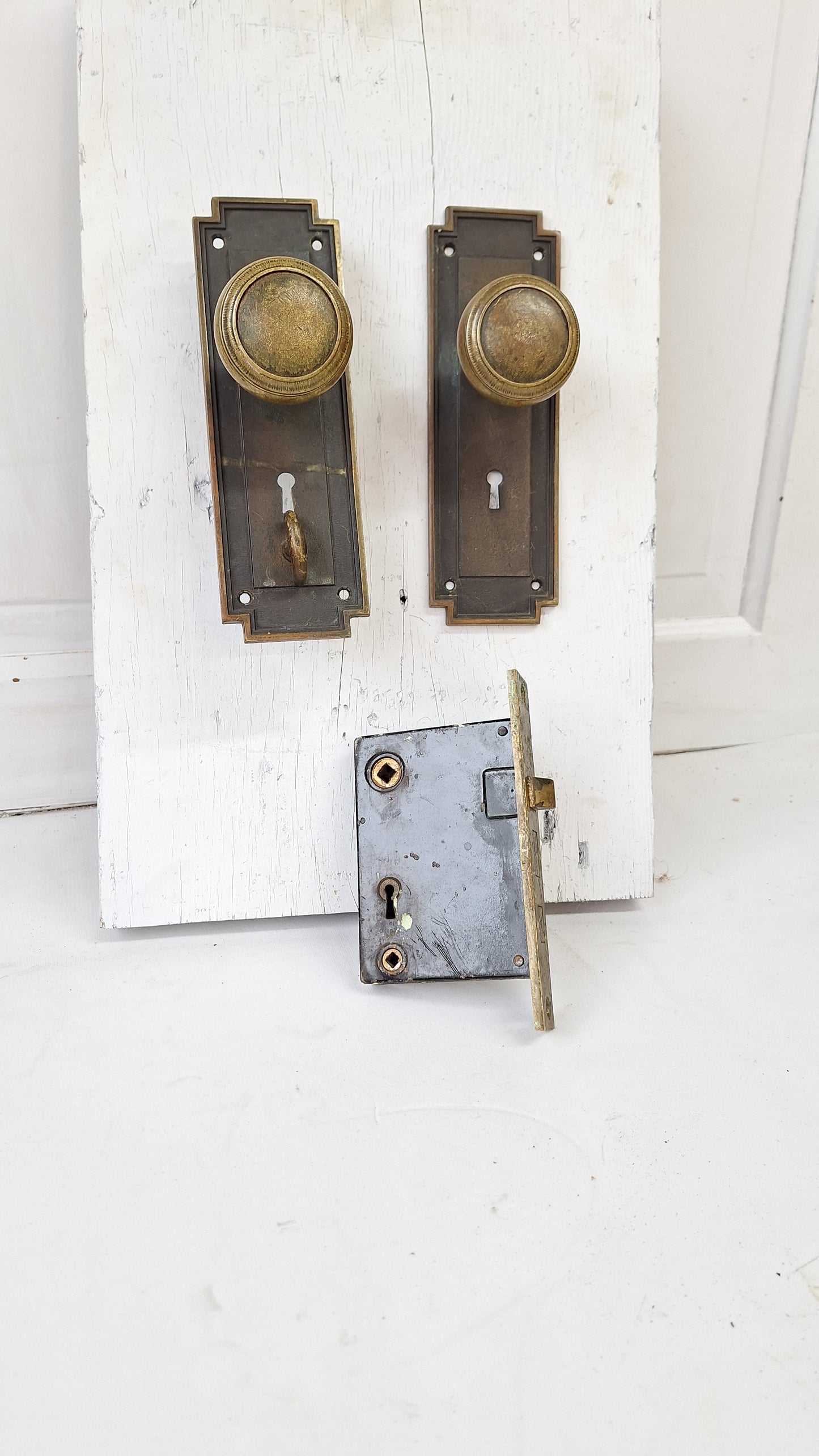 Craftsman Solid Bronze Hardware, Deco Door Plates or Escutcheons, Key Hole Plates, Door Backplates, Door Knob Plate 122601