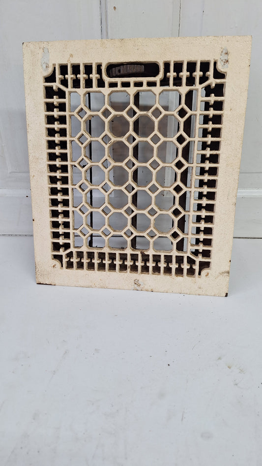 12 x 14 Antique Cast Iron Fancy Vent Cover with Working Louvers, Floor Register Cover #122901