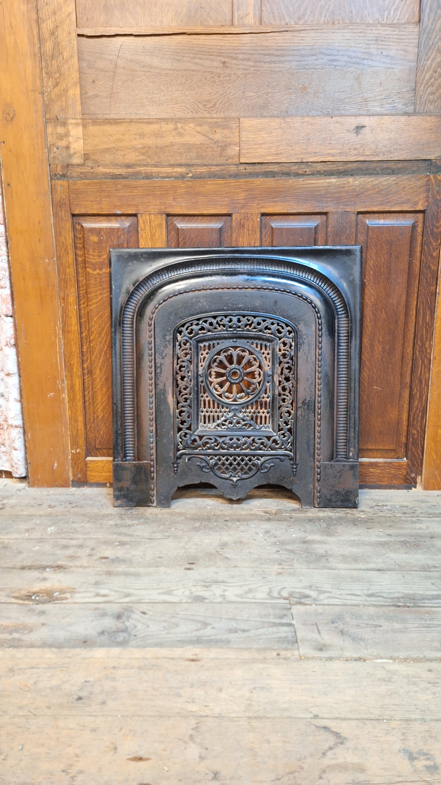 Antique Arched Fireplace Summer Cover, Firebox Insert Cover, Victorian Fireplace Cover, Rounded Top Cast Iron Fireplace