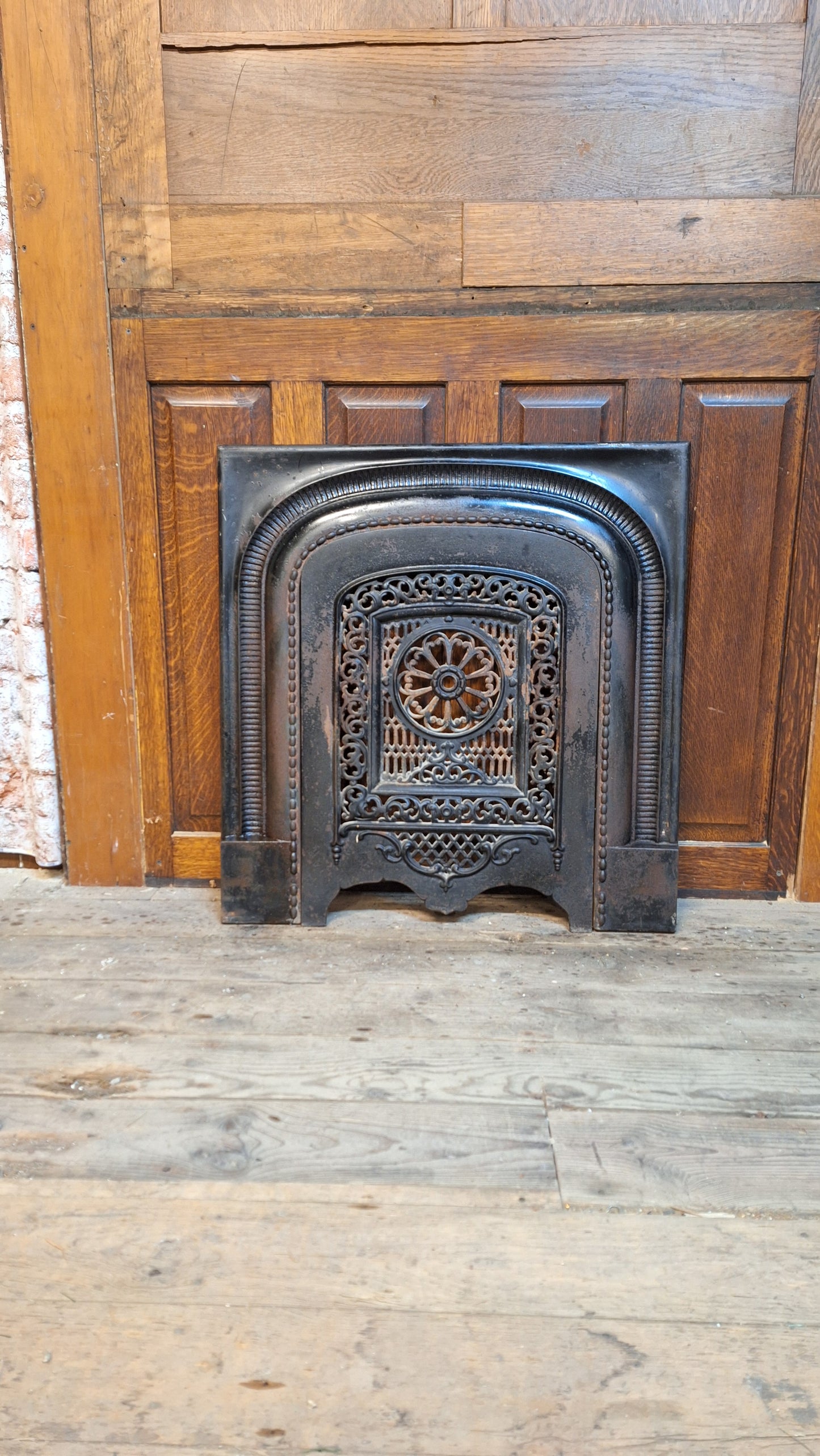 Antique Arched Fireplace Summer Cover, Firebox Insert Cover, Victorian Fireplace Cover, Rounded Top Cast Iron Fireplace