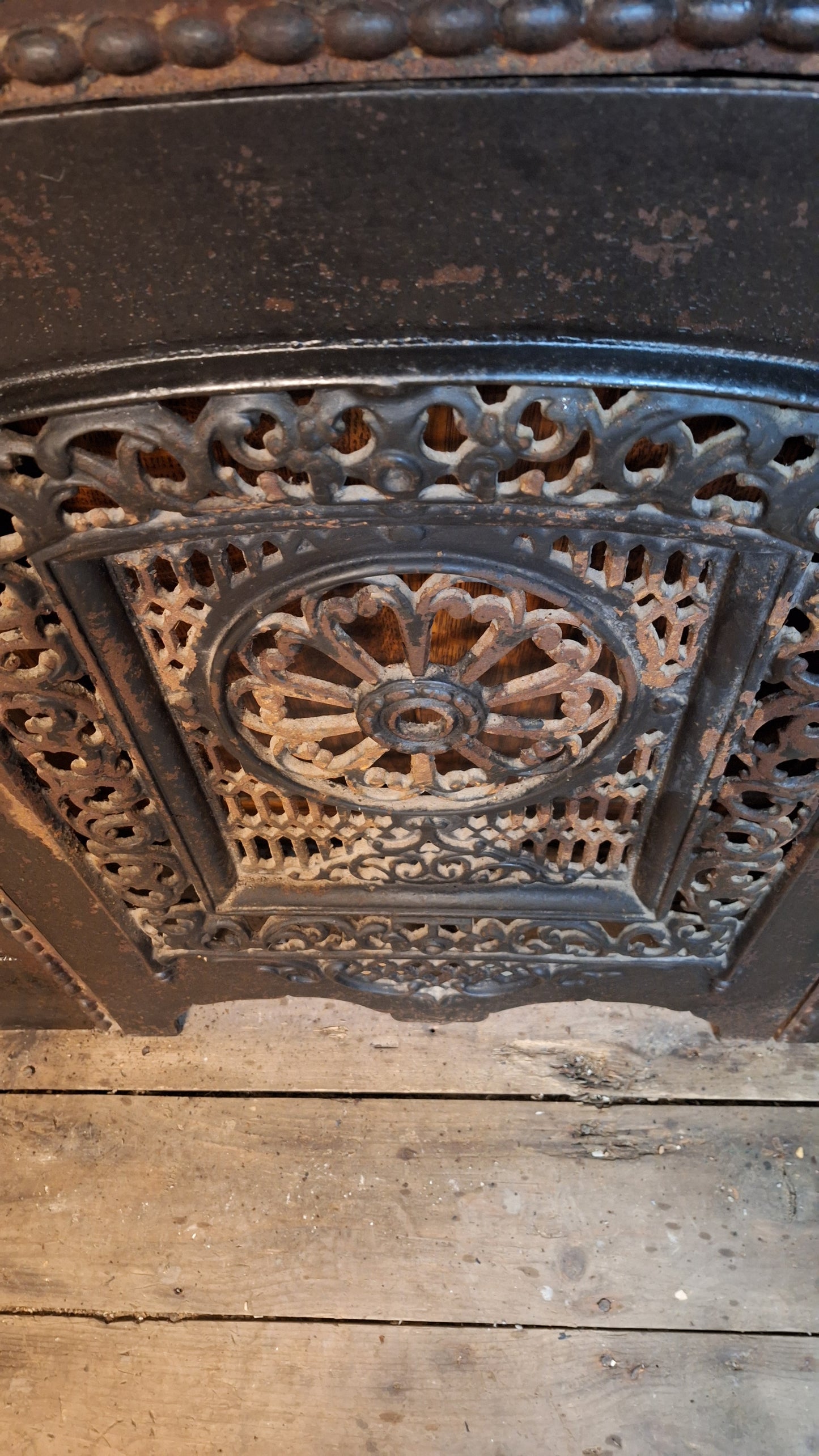 Antique Arched Fireplace Summer Cover, Firebox Insert Cover, Victorian Fireplace Cover, Rounded Top Cast Iron Fireplace