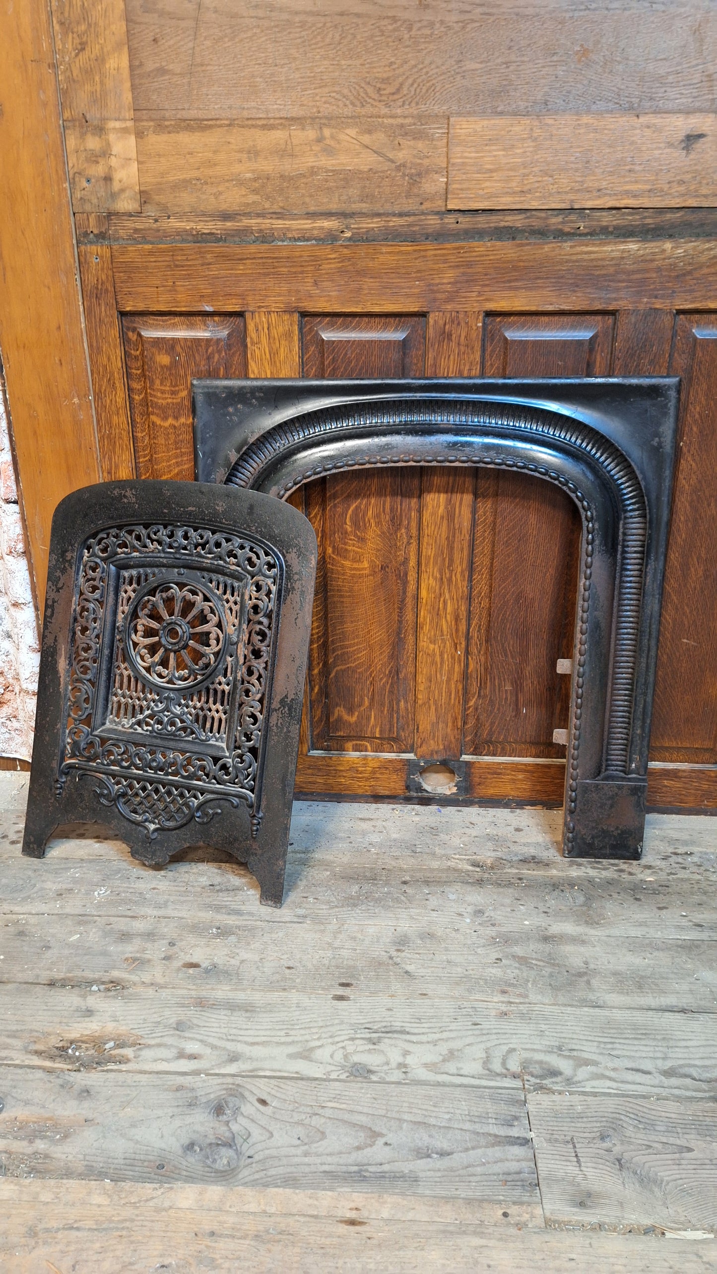 Antique Arched Fireplace Summer Cover, Firebox Insert Cover, Victorian Fireplace Cover, Rounded Top Cast Iron Fireplace