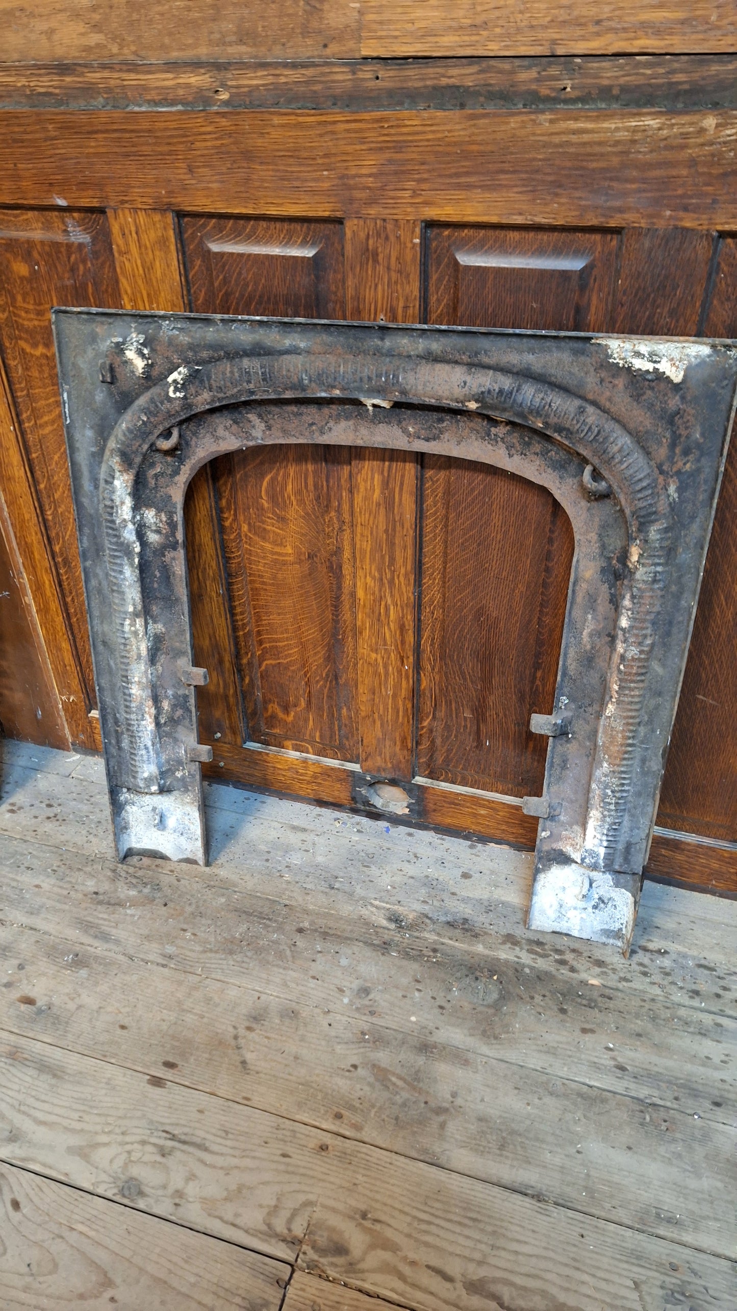 Antique Arched Fireplace Summer Cover, Firebox Insert Cover, Victorian Fireplace Cover, Rounded Top Cast Iron Fireplace