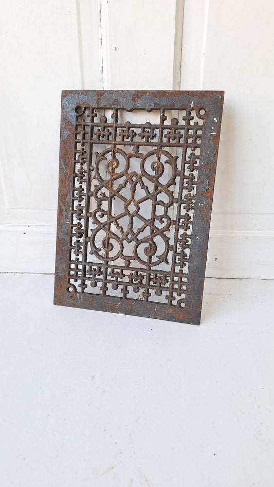 10 x 14" Fancy Vent Cover, Vintage Cast Iron Register, Architecture Salvage, Heating Grate, Cold Air Return, Decorative Grate #020410