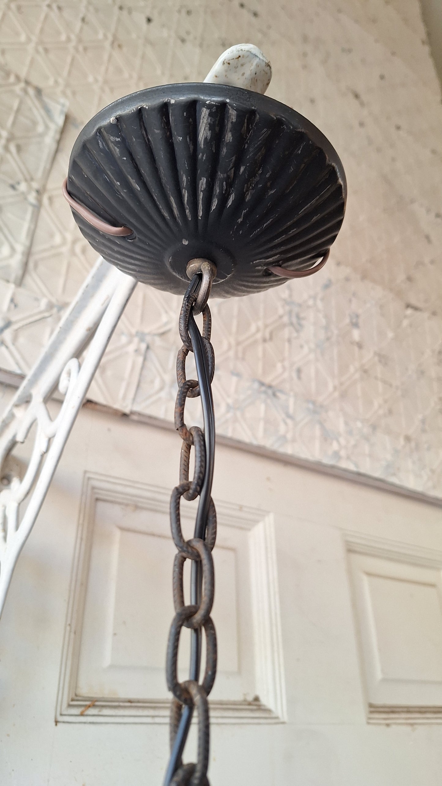 Iron Hoop Chandelier, Gothic Style or Tudor Style Hammer Iron Band Chandelier