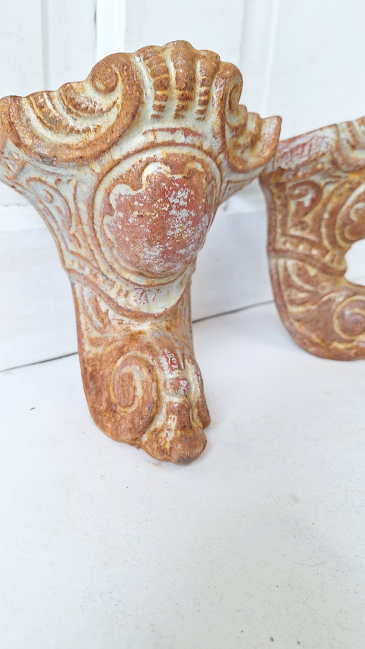 Antique Painted Cast Iron Tub Feet, Pair of Ball and Claw Tub Feet, Bathtub 022602