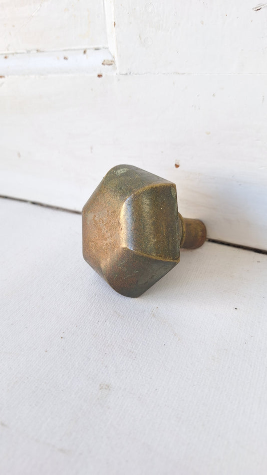 Solid Bronze Hexagon Doorknob, Bronze Door Knob, Antique Door Knob Victorian Era 022707