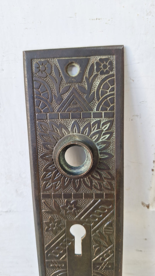 Eastlake Bronze Plate with Double Keyhole, Eastlake Escutcheon with Two Key Hole, Large Entry Plate, Front Door Escutcheon 031302