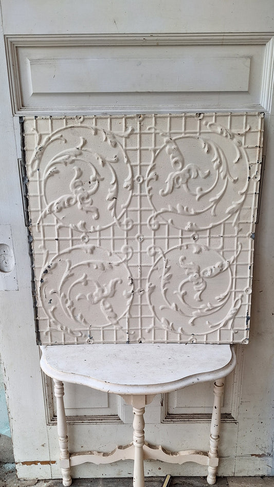 Antique White Ceiling Tin Square, Stamped Tin Ceiling Tile 032504