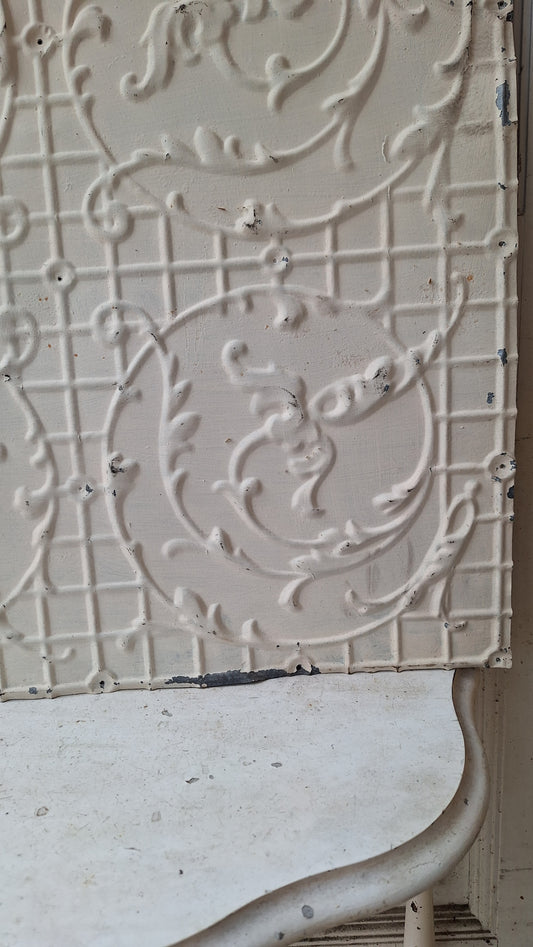 Antique White Ceiling Tin Square, Stamped Tin Ceiling Tile 032504