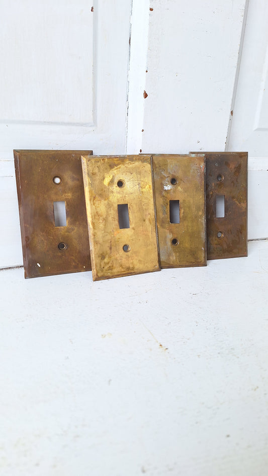 One Vintage Stamped Brass Switch Plate Cover, Brass Light Switch Cover Plate 040106