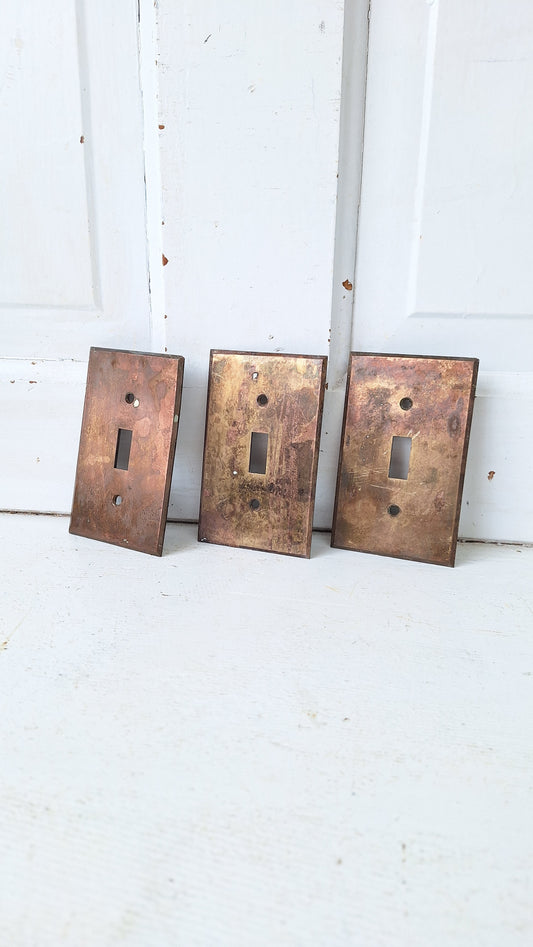 One Vintage Cast Brass Switch Plate Cover, Brass Light Switch Cover Plate, Harvey Hubbell 040107