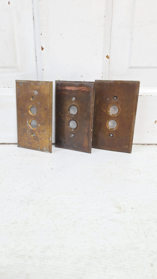 One Vintage Stamped Brass Push Button Switch Plate Cover, Brass Single Push Button Light Switch Cover Plate 040201