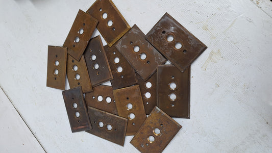 One Vintage Stamped Brass Push Button Switch Plate Cover, Brass Single Push Button Light Switch Cover Plate 040201