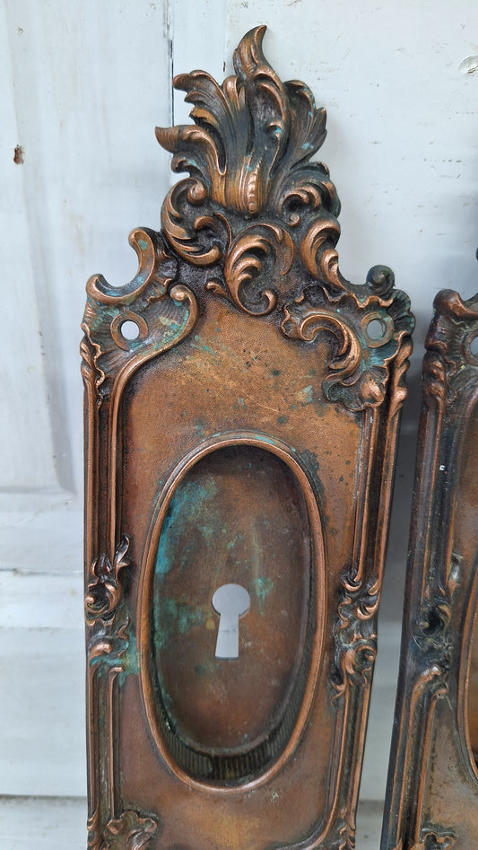 Large Ornate Pocket Door Pulls in Solid Bronze, Antique Fancy Recessed Door Handles, Pocket Door Hardware 040202