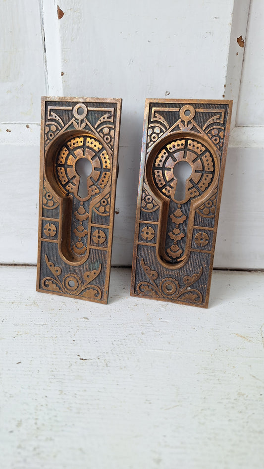 Bronze Eastlake Pocket Door Pulls, Pair of Sliding Door Handles, Sliding Door Pulls, Rolling Door Handles, Recessed Pulls 040207