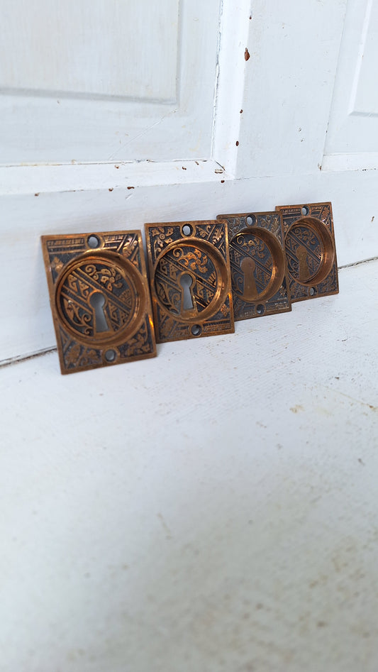 Eastlake Bronze Double Pocket Door Pull Set, Copper and Bronze Recessed Sliding Door Handles, Victorian Hardware 040210