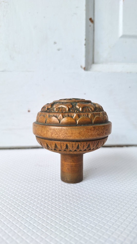 Cross Pattern Bronze Doorknob, Antique 1800s Bronze Door Knob, Eastlake Design Door Hardware 040508