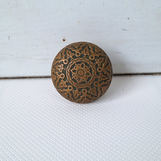 Antique Bronze Doorknob with Interlocking Design, Victorian Era, Fancy Brass Door Knob, Star Center Antique Door Handle 040509