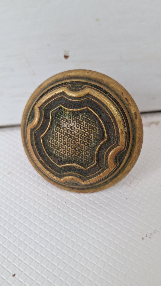Racine Pattern Doorknob by Russell and Erwin, Antique 1900s Bronze Door Knob, Racine Design, Door Hardware 040514