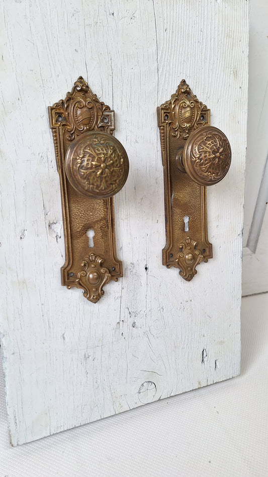 Ornate Antique Bronze Victorian Door Hardware by Corbin, Antique Door Knobs 040518