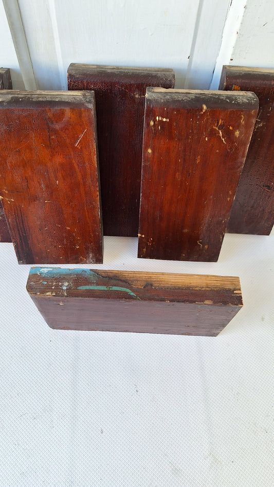 Six Matching Antique Plinth Blocks, Base Trim Corner Blocks #040705