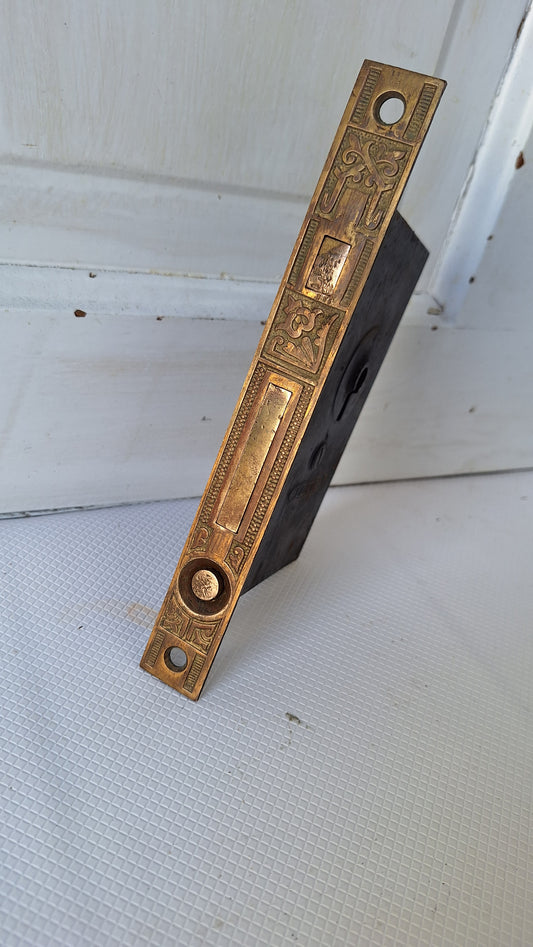 Single Antique Pocket Door Mortise Lock, Sliding or Recessed Door Lock Set, Architecture Salvage Hardware 040707