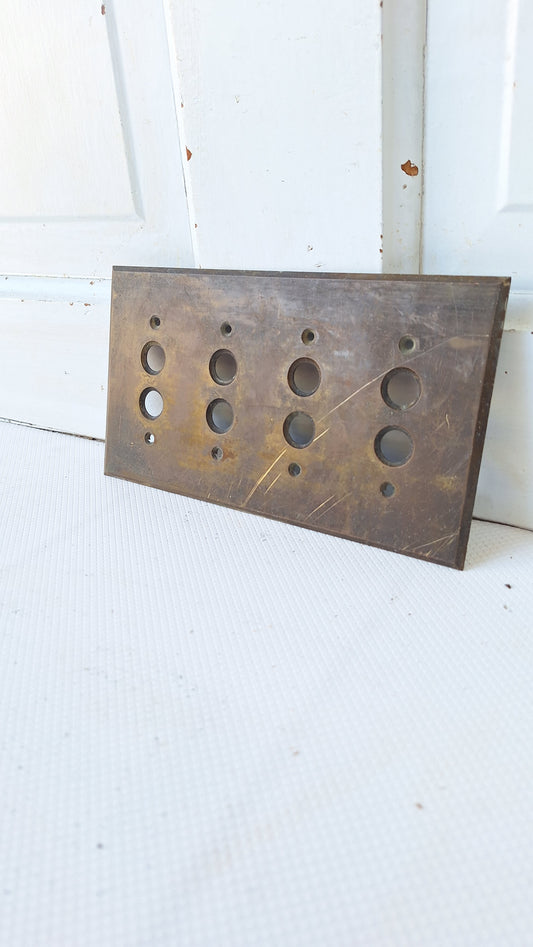 Four Switch Push Button Switch Plate, Brass Light Switchplate 040806