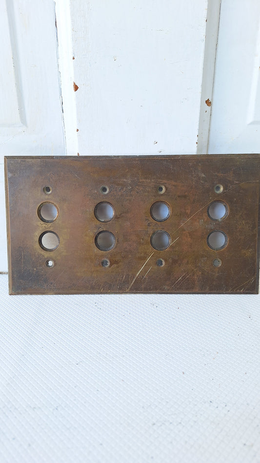 Four Switch Push Button Switch Plate, Brass Light Switchplate 040806