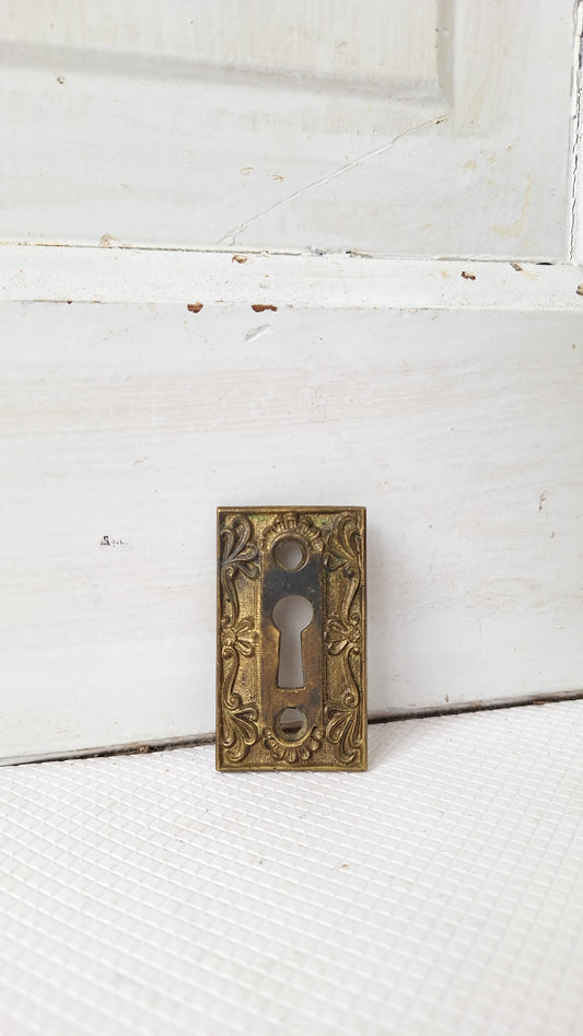 Parthenon Design Escutcheon by Corbin, Antique Bronze Key Plate, Antique Key Hole Covers 041704